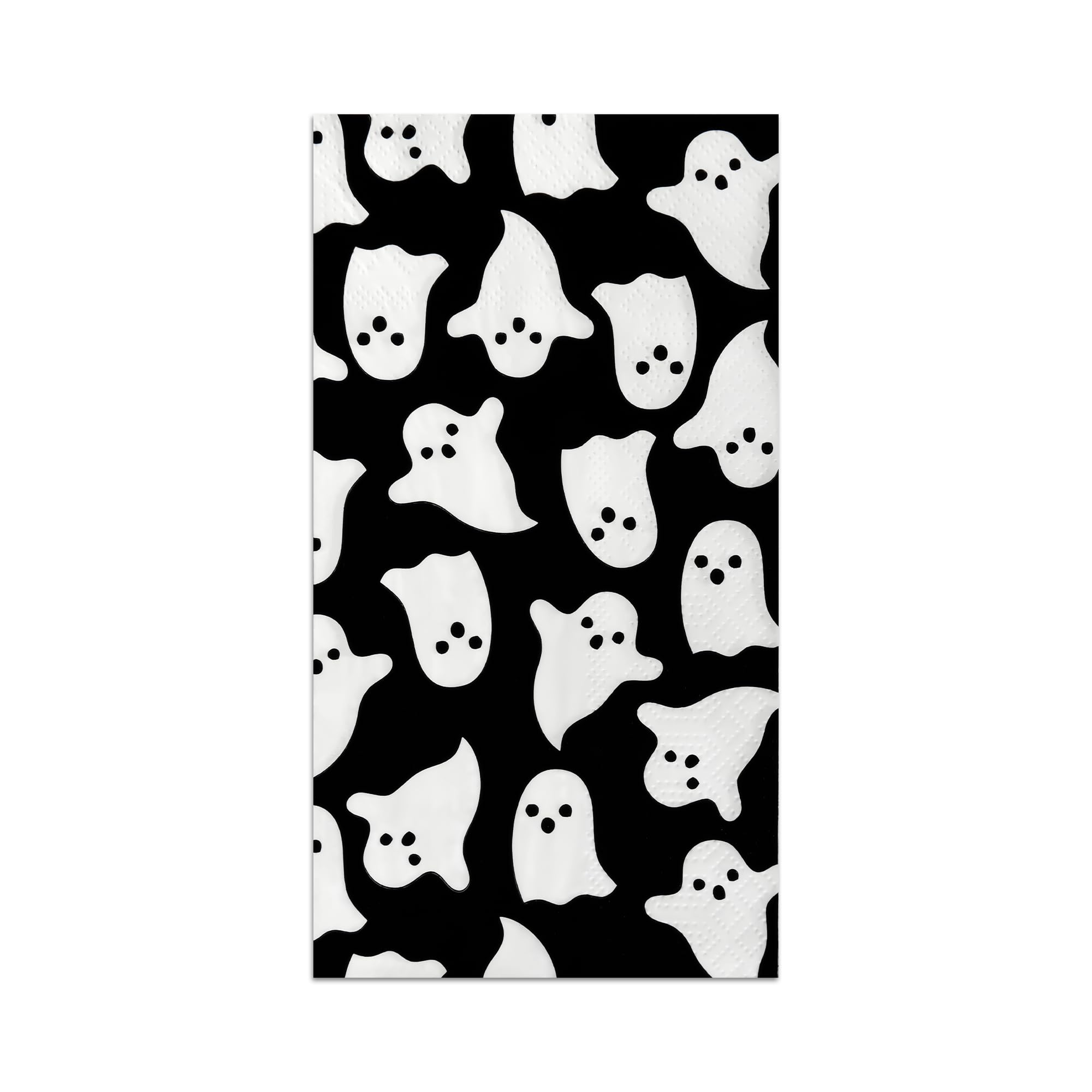 Photo 1 of 100 Halloween Guest Napkins Ghost Disposable Paper Hand Towels Black White Spooky Boo Decorative Dinner Napkin for Birthday Halloween Party Supplies Kitchen Table Decorations