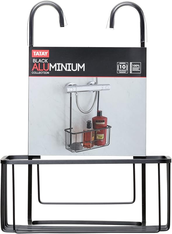 Porte-Douche Suspendu Aluminium, Supporte 8 kg, 28 x 12,8 x 38,5 cm