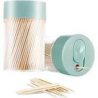 TRTRin Bamboo Wooden Toothpicks [3000 Count]-With 2-Pack Reusable Toothpick Holder, Sturdy Smooth Finish Tooth Picks, For App