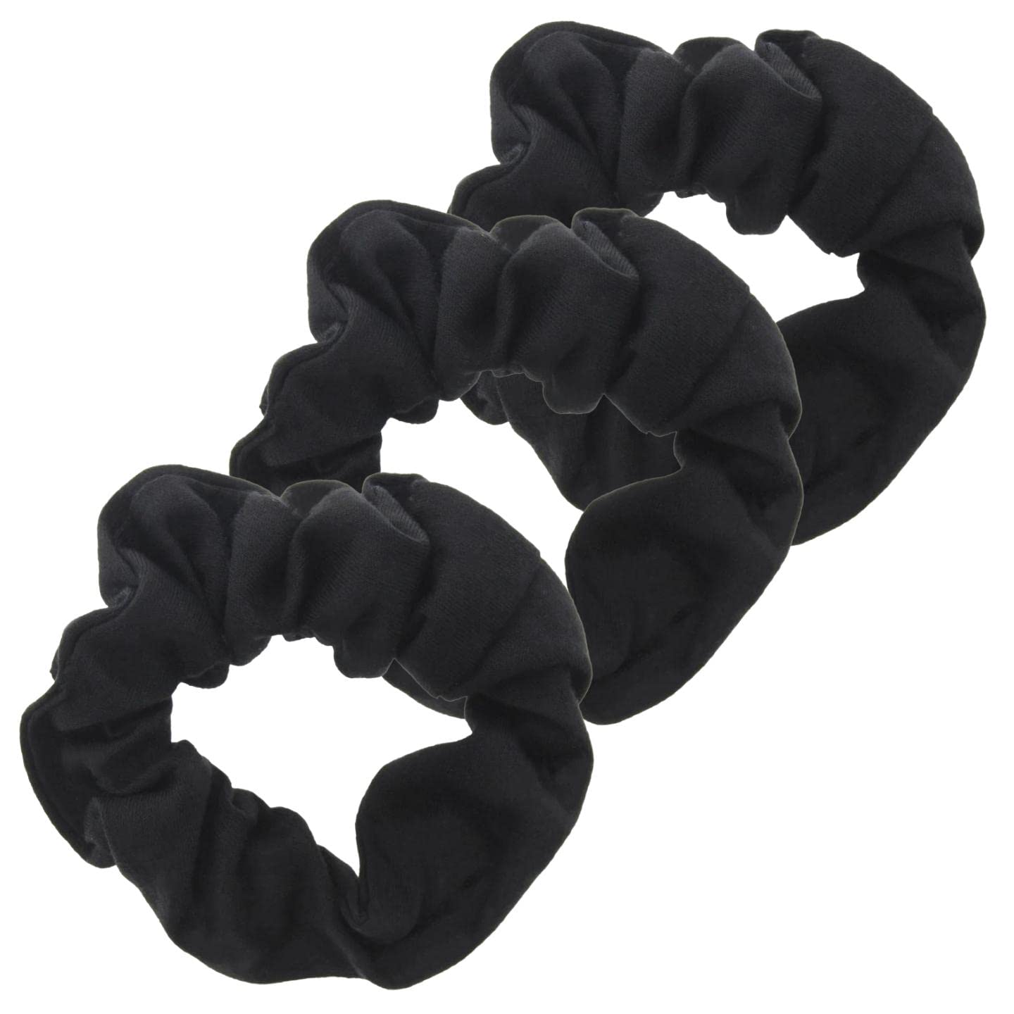 Topkids Accessories Soft Jersey Fabric Hair Scrunchies - Soft Elastic Bobble Hair Bands For Women, Ladies, Girls, Children - Pack Of 3 (Black)