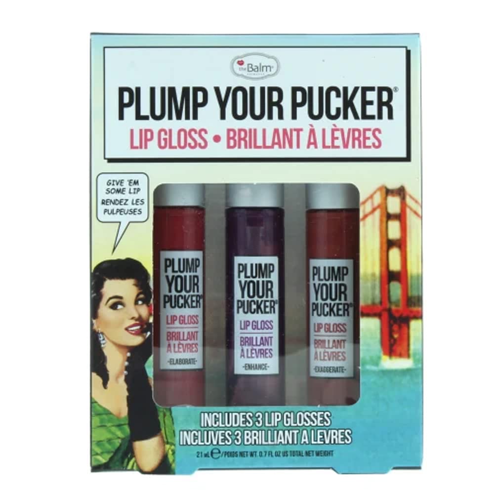 THE BALM LIP GLOSS PLUMP YOUR PUCKER SET 3PC