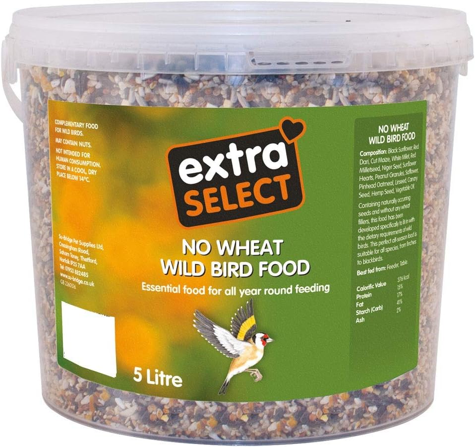 Extra Select No Wheat Wild Bird Food: Wheat Free Bird Seed for All Seasons mixed Bird Feed - 5L Tub, 5 kg (Pack of 1)