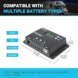 Renogy 10A 12V/24V PWM Postive Ground Solar Charge