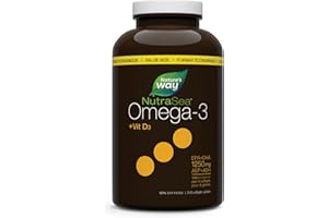 Nature's Way NutraSea Omega 3 + Vitamin D Softgels Supplement with Fish Oil – Lemon Flavour – Heart, Brain, Bone & Immune Sup