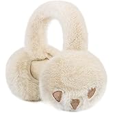 POMIJIAN Kids Winter Ear Muffs Fuzzy Foldable Earmuffs Girls Soft Fluffy Ear Warmer Boys Toddler Cute Ear Cover for Cold