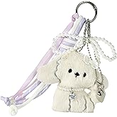 sacxi Dog Plush Keychain with Braided Rope - Funny Animal Charm for Women's Purse Backpack, and Car Keys - Decorative Pendant