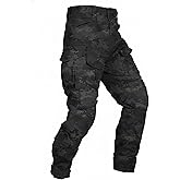 OCANXUE Men's Tactical Pants Camo Cargo Pants Ripstop Work Hiking Pants with 10 Pockets No Belt