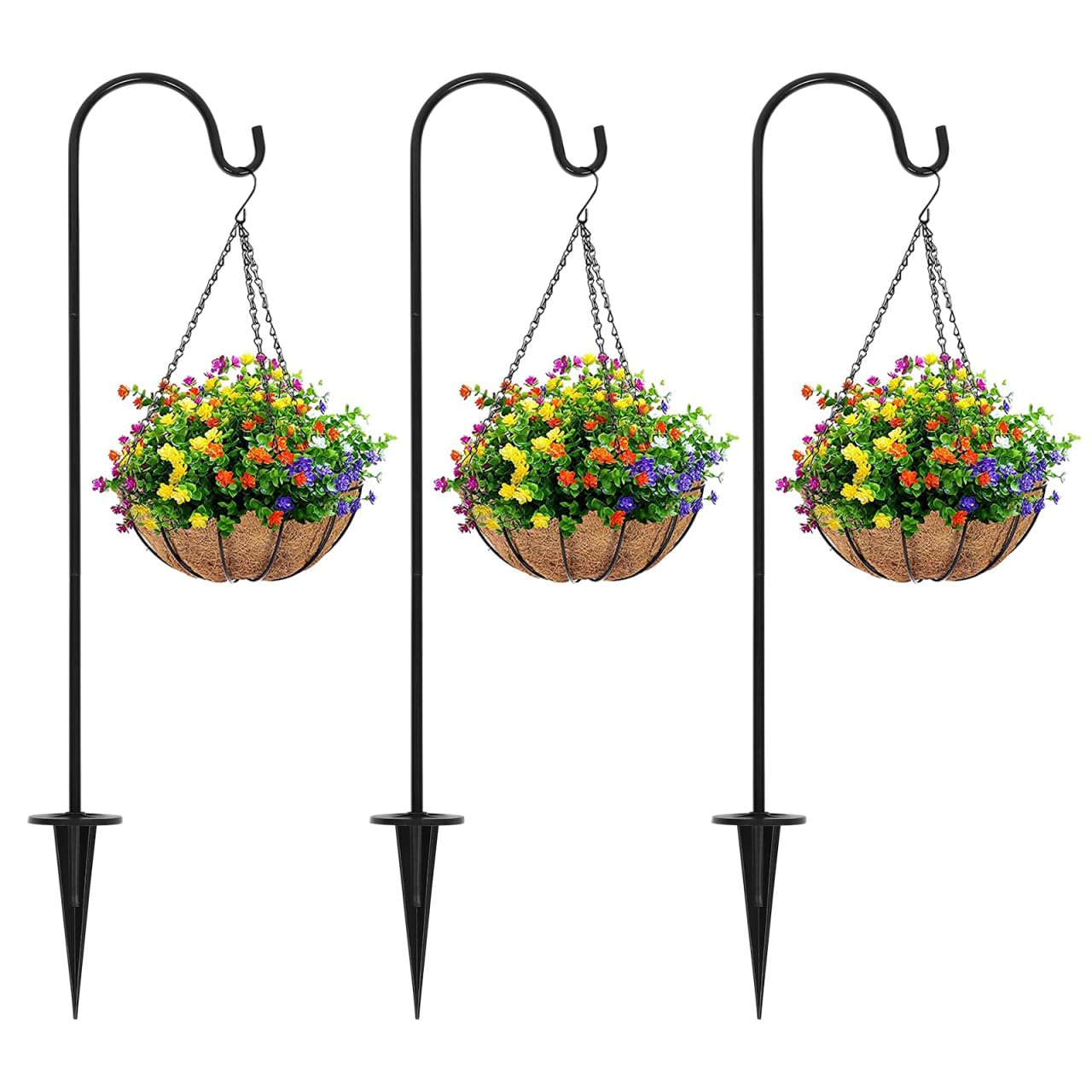 STOBOK 3Pcs Shepherd Hooks 28 inch Tall Outdoor Shepherd Hook Stand Metal Garden Poles for Outdoor Bird Feeders, Hanging Plant Stand, Solar Lights, Lanterns, Weddings