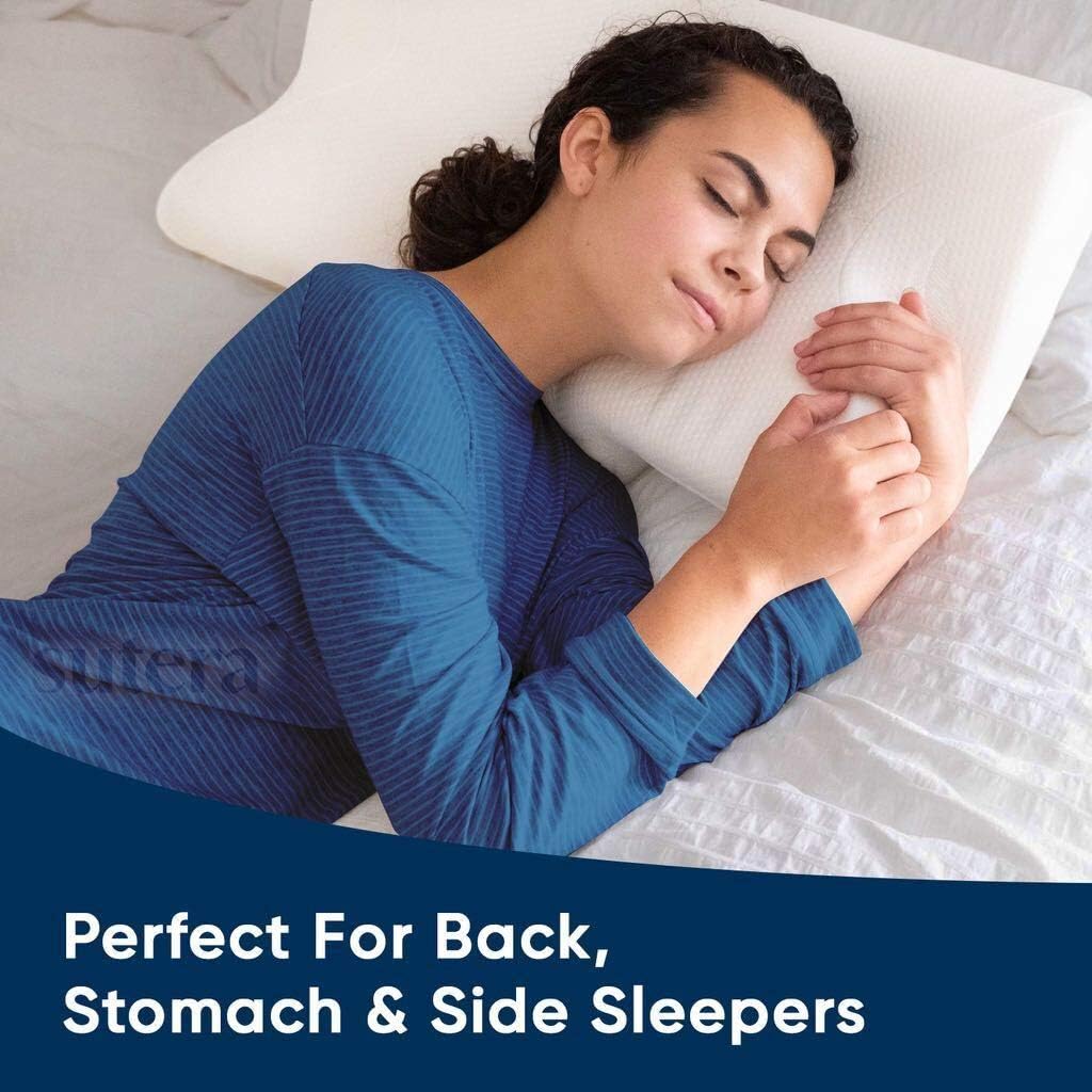 SUTERA Dream Deep Memory Foam Pillow for Sleeping, Cervical Pillow That relieves Neck, Back, Hip, Joint Pain, Bed Pillow, Side Sleepers Pillows, Orthopedic Contour Pillows w/Washable Cover: Home & Kitchen