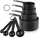 NileHome Measuring Cups and Spoons Set, Plastic Measuring Spoons 8 Piece Includes 4 Measuring Cup Set and 4 Measuring Spoons 