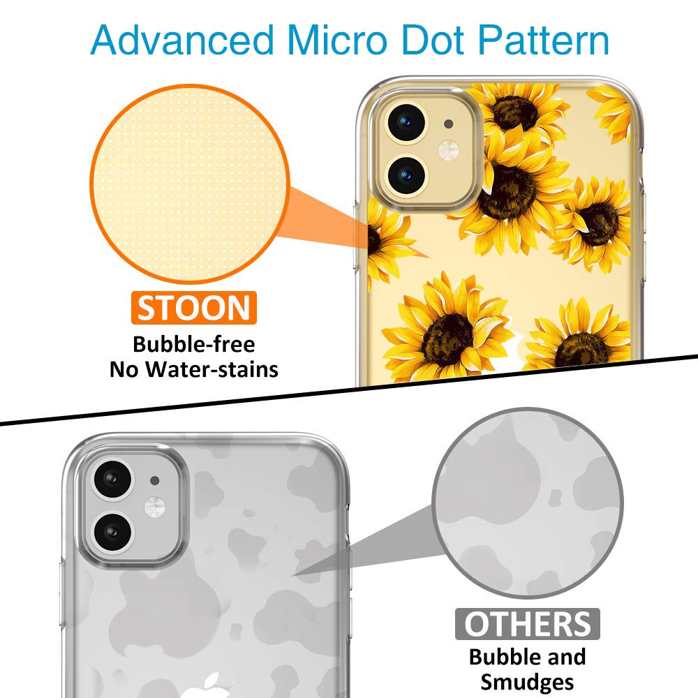 AILRINNI for iPhone 11 case - Soft Clear Slim Silicone Phone Case, Premium Gel Shockproof Bumper Protective Case Cover for Apple iPhone 11 2019 (6.1 Inch) - Sunflower