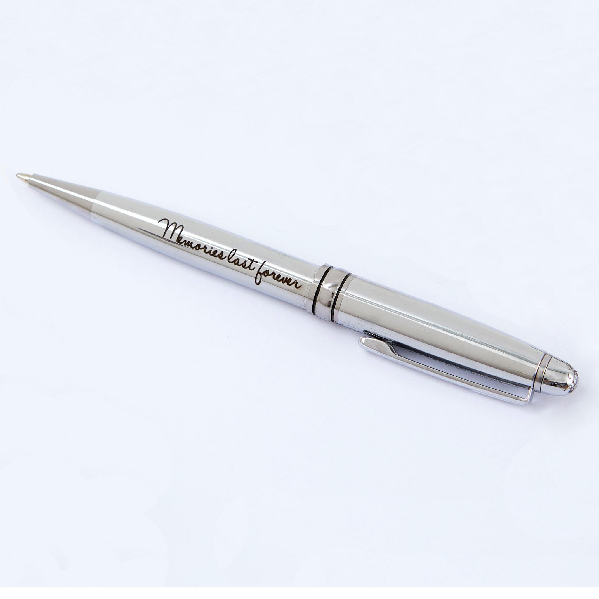 ANGEL & DOVE 'Memories Last Forever' Silver Chrome Pen - for funeral condolence book, guest book