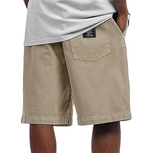 HYYGOCCTV Men's Relaxed Fit Cargo Shorts Casual Elastic Waist Summer Solid Color Shorts with Back Patch Pocket
