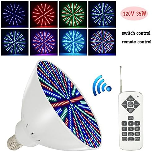 HZBXISA 120V 35W AC/DC Color Changing Replacement Swimming Pool Lights LED Bulb (switch control + remote control type) for Pentair Hayward Light Fixture E26/E27