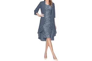 FQZWONG Two Pieces Suit(Dress and Cardigan) for Women Plus Size Sexy Mother of The Bride Lace Formal Gowns and Evening Dress