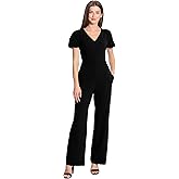 Maggy London womens Sleek and Sophisticated Crepe Jumpsuit With Puff Sleeves Workwear Event Occasion Guest of