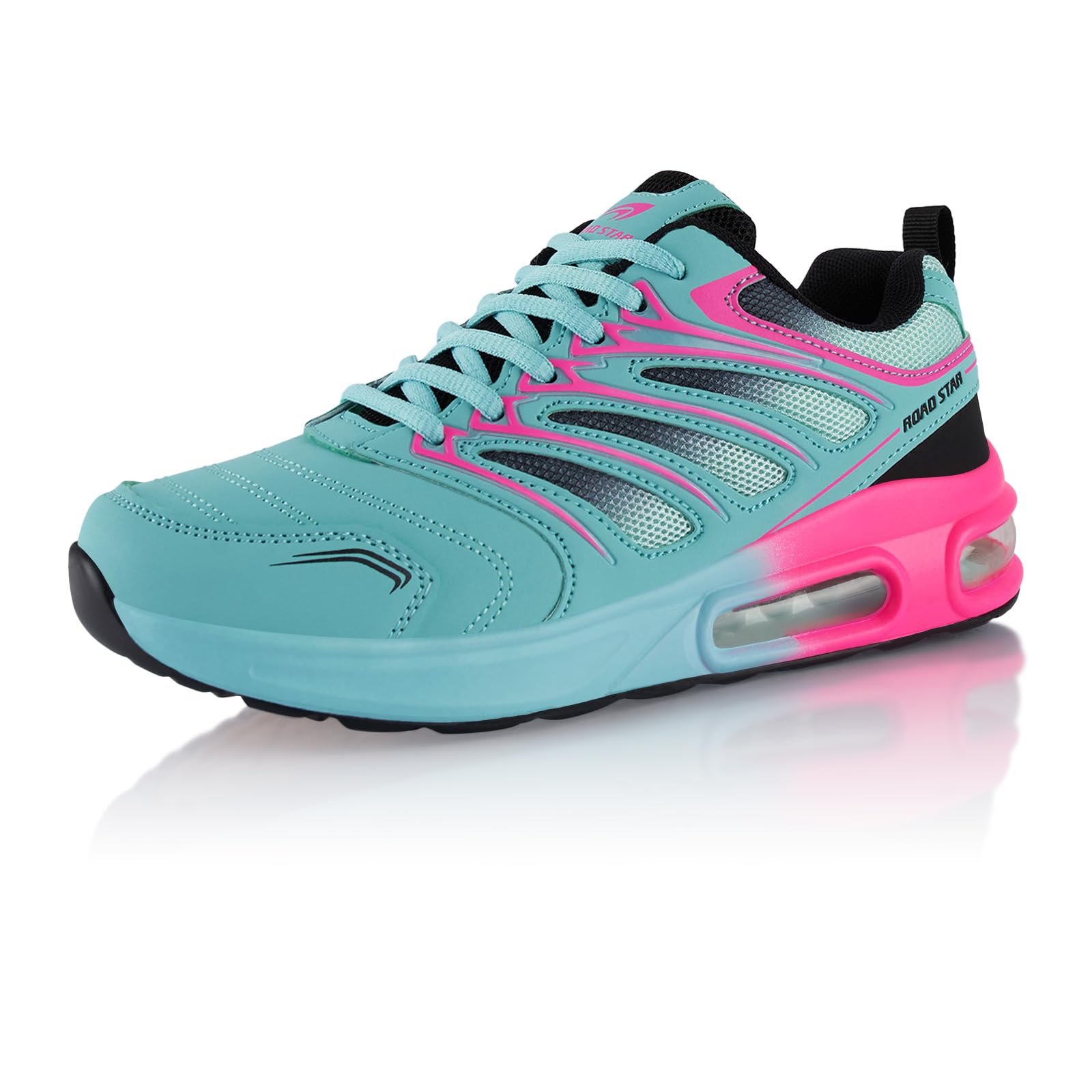 Fusskleidung® Damen Herren Sportschuhe Dämpfung Sneaker leichte Laufschuhe Türkis Schwarz Pink EU 40