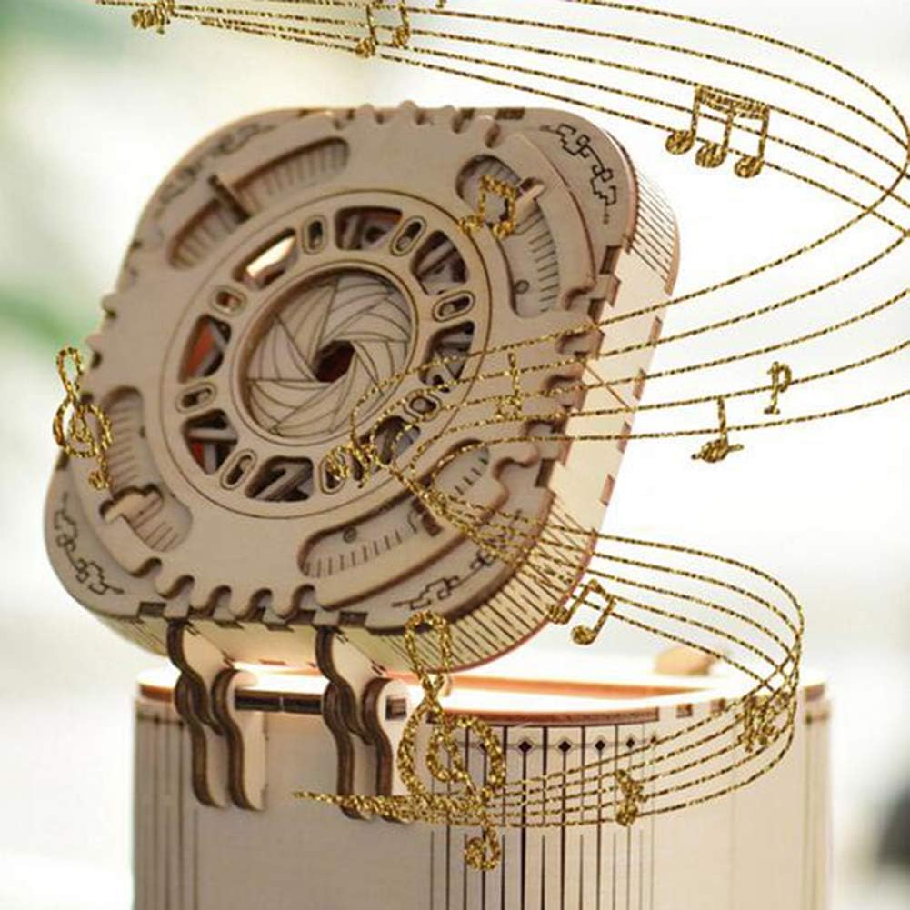 Worthititit Puzzles&Magic Cubes DIY Wooden Mechanical Music Box Password Assembly Puzzles Model Kit Kids Toy Jigsaw Accessories for Kids Adults Puzzle Ttoy Educational Toy