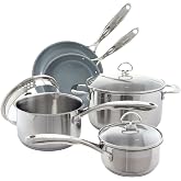 Chantal Induction 21 Steel 8 Piece Cookware Set with Ceramic Coated Fry Pans, 8 pc Set