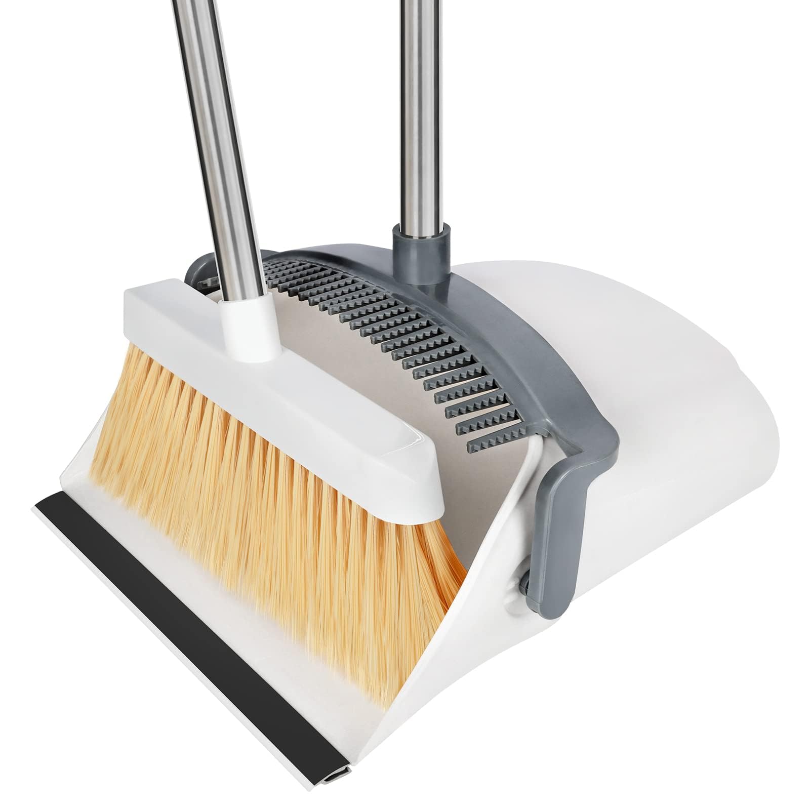 Photo 1 of Broom with Dustpan Combo Set, Broom and Dustpan, Brooms for Sweeping Indoor, Dust Pan with Long Handle for Home Office Kitchen Cleaning, White