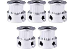 SAIPOR Saiper 5pcs GT2 20 Teeth 6.35mm Bore Timing Pulley Aluminum Synchronous Wheel for 6mm Belt, Compatible with RepRap 3D Printer Prusa i3