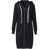 Sexyshine Women's Casual Loose Zip up Long Hoodies Sweatshirt Outerwear Jacket Tunic Coat with Pockets
