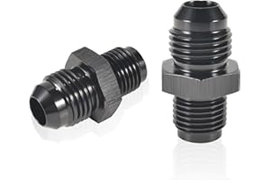 STPCTOU 6AN Male Flare to 1/2 x 20 Inverted Straight Hose Fitting Aluminum Fitting Adapter Connector Black Anodized Surface Fuel Fitting，Pack of 2