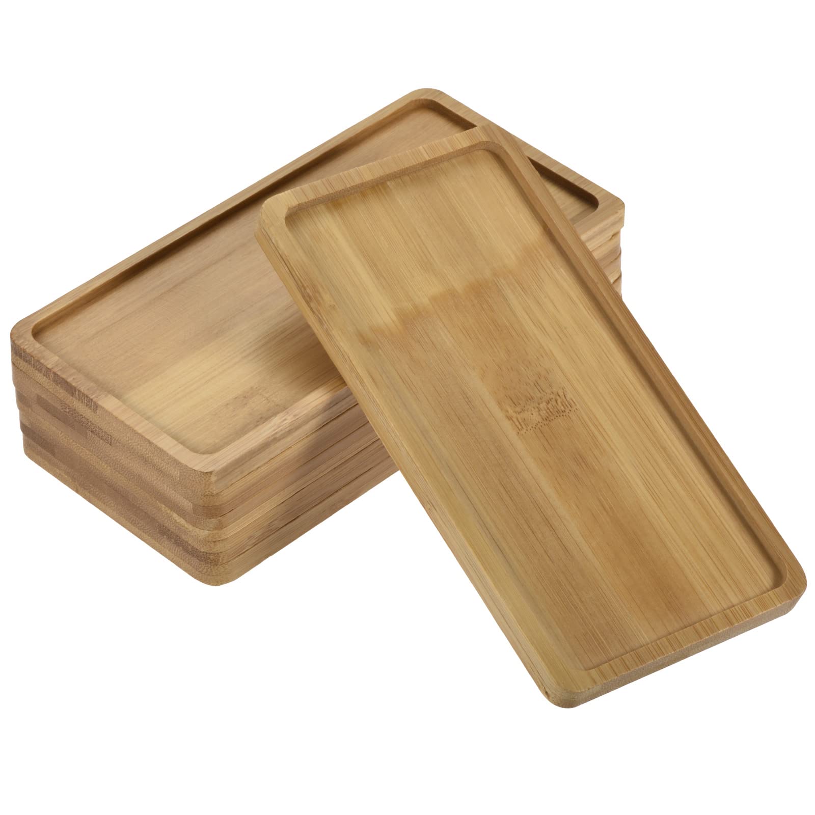 PATIKIL Plant Pot Saucer, 6 Pack 17.5x8.8cm Bamboo Rectangular Flower Drip Tray for Indoors