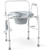 Medline Drop Arm Commode Chair for Adults and Seniors, Padded Seat, Removable Pail, Splash Guard, Drop-Down Arms, 350 lb. Weight Capacity