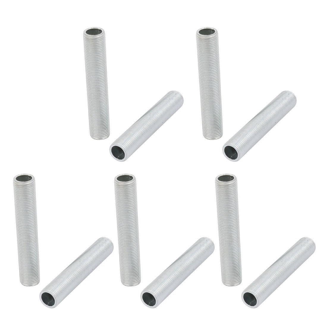 Sourcingmap Lamp Pipe Nipple, M12 Thread 65mm Length Hollow Lamps Repair Part Hardware for Lamp Lights, Zinc Alloy Silver Tone, Pack of 10