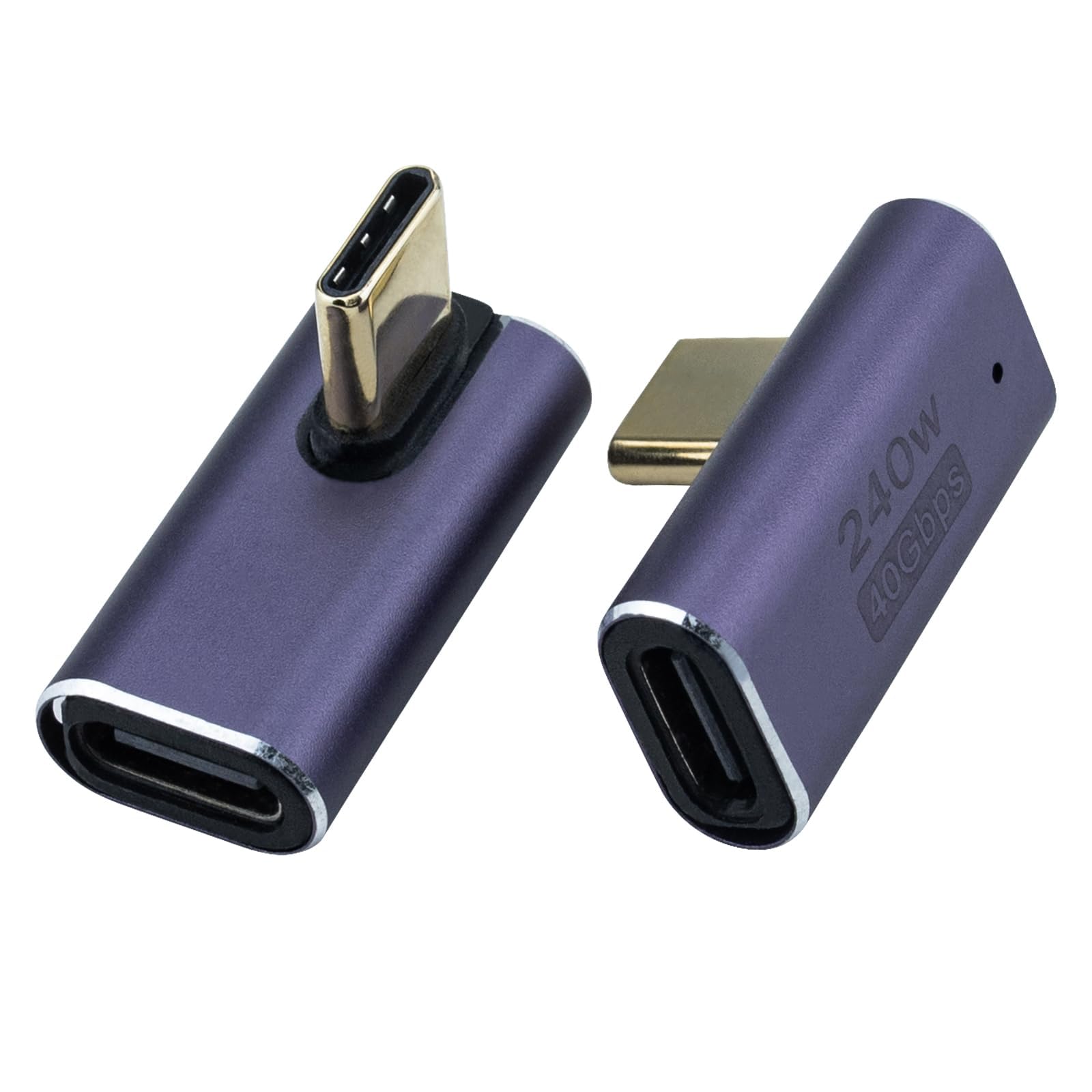 Leehitech 2 Pack 40Gbps USB C to USB C Adapter, 240W Fast Charging Right Angle USB C Male to Female Adapter, Support 8K Display Thunderbolt 4/3 Compatible for iPhone 16/15, Macbook, Laptop
