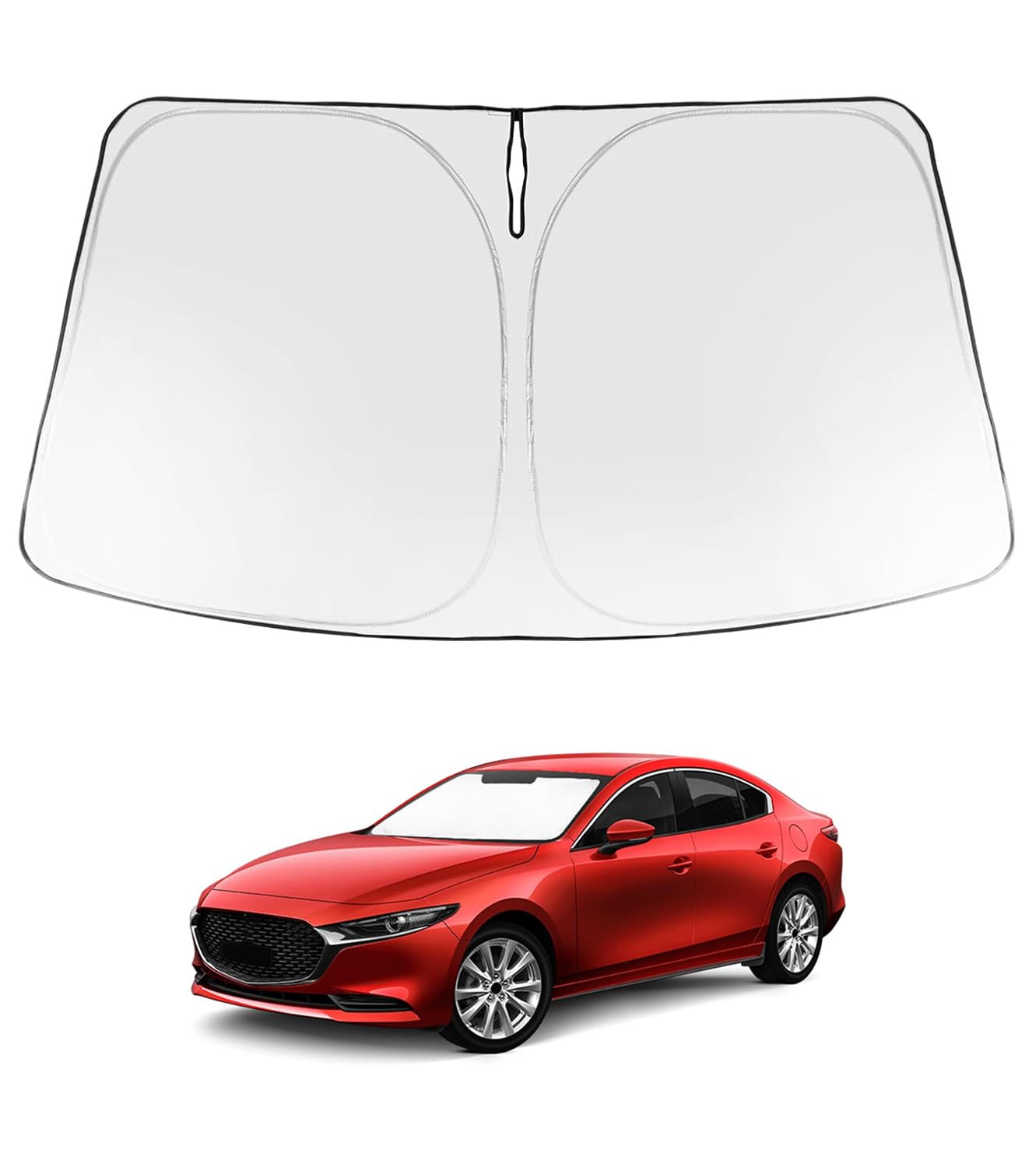 Photo 1 of Proadsy 2025 Upgrade Windshield Sun Shade Custom Fit Mazda 3 2019-2023 2024 2025 Mazda3 Hatchback/Sedan Front Sunshade Protector Foldable Sun Visor Blocks UV Rays Keep Car Cooler