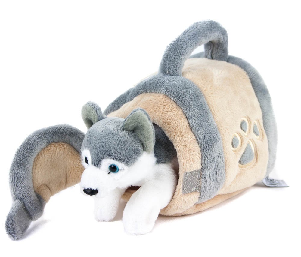 Teddys Rothenburg Cuddly Toy Husky in Dog Kennel 15 cm Grey/Beige/White Plush Dog Plush Toy