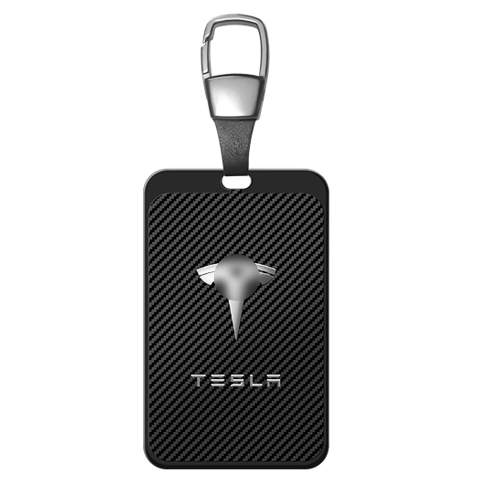 Photo 1 of ONKENTET Key Card Holder Case Compatible with Model 3 Y X S Cybertruck Semi Real Carbon Fiber Accessories Aluminum Alloy Keychain Leather Key Chain Key Ring Cards Holder Cover Replacement (Black)