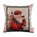 LINKWELL 45x45cm Shabby Chic Look Merry Christmas Collection Deer Christmas Tree Santa Claus Snowman Rabbit Burlap Pillow Case Cushion Cover (CC614)