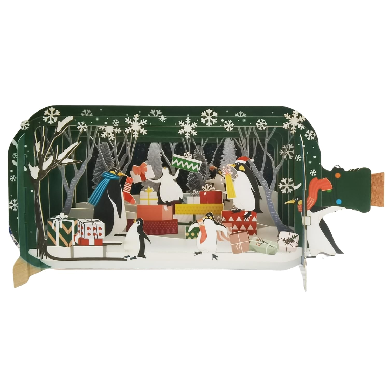 Message in A Bottle Penguins with Presents Pop Up Christmas Greeting Card XMIB117