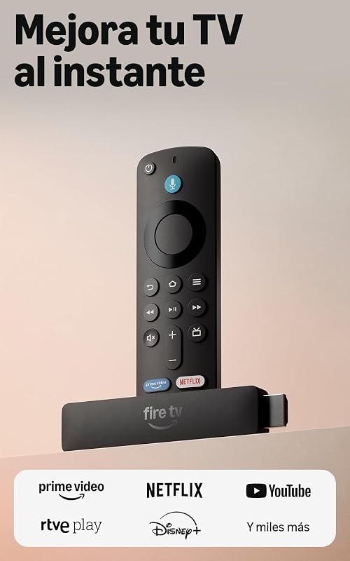 Fire TV Stick HD (última generación), con TV en directo gratuita, mando por voz Alexa, alimentación directa desde tu TV y configuración fácil, encuentra series más rápido con Alexa+
