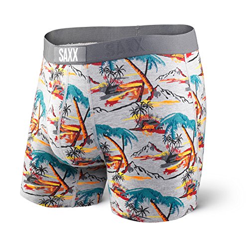 Saxx Mens Vibe Modern Fit Boxers Underwear X-Large Heather Magnum Hawaii