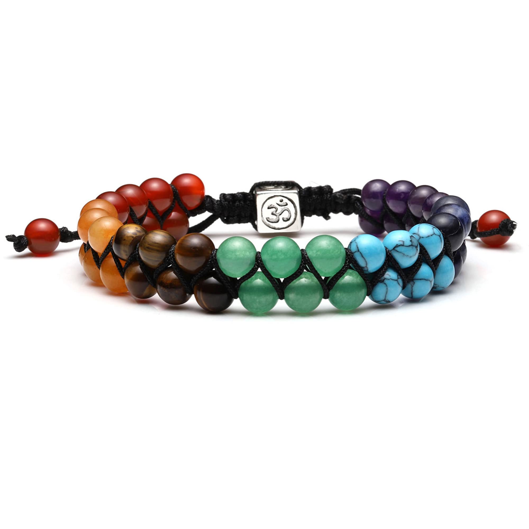 JSDDE Natural Crystals Bracelet Womens 7 Chakra Crystal Stone Rope Braided Gemstone Bracelets