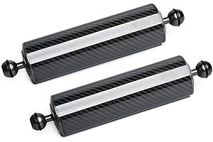 LetonPower Black 10" Carbon Fiber Underwater Float Arm (2-Pack) - Ultralight Dual 1" Ball Buoyancy System for Diving Tray Video Lights & Strobes