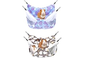 WADY 2 Pcs Guinea Pig Rat Hammock Guinea Pig Hamster Ferret Hanging Hammock Accessories for Small Animals Chinchilla Parrot S