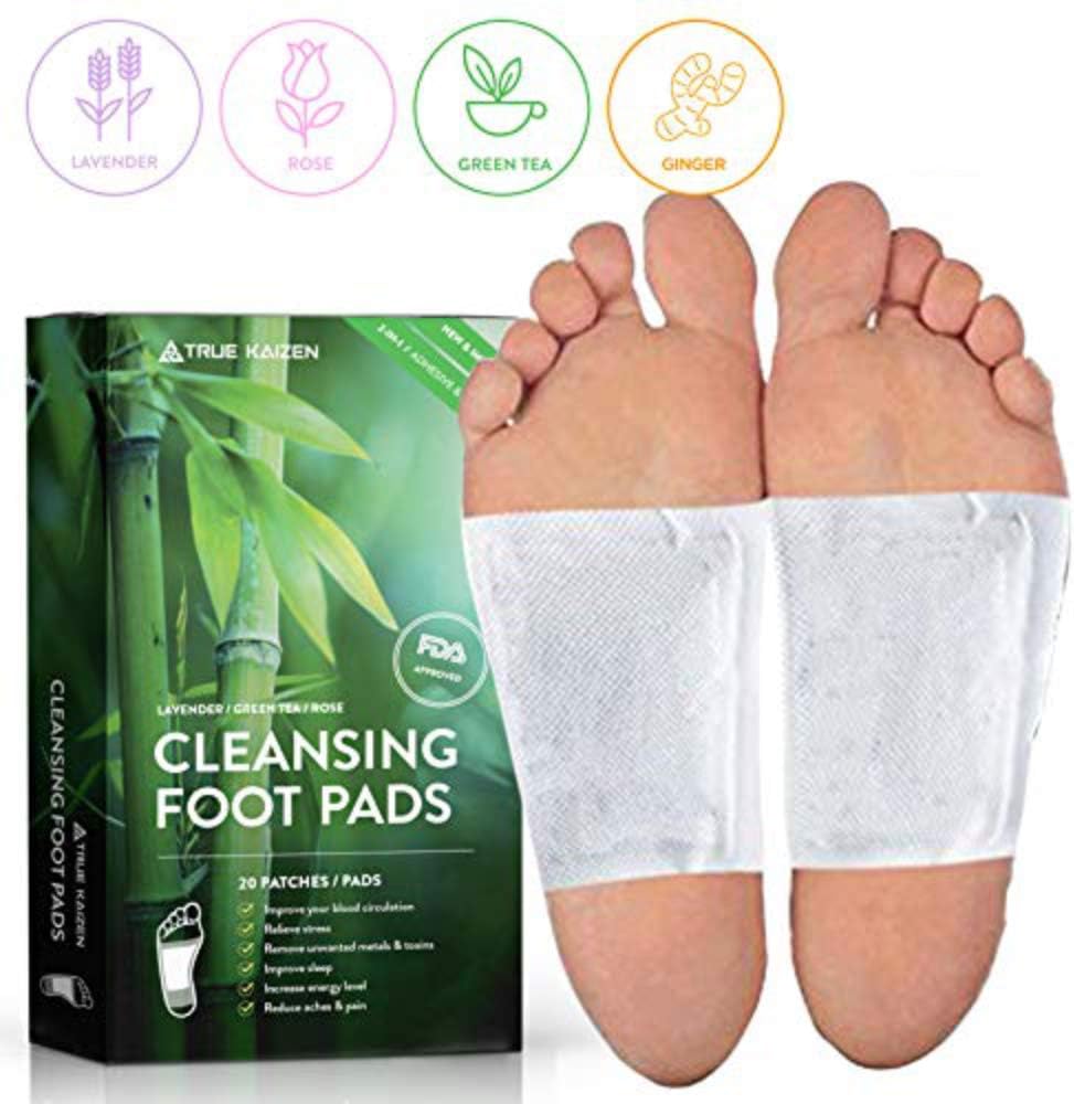 [UPGRADED-2020] True Kaizen Premium Lavender Green Tea Rose & Ginger Foot Patch Pads, 2-in-1 Strong Adhesive, 100% Natural Ingredients - Improve Sleep & Relief - eBook Included – 20 Pack: Health & Personal Care