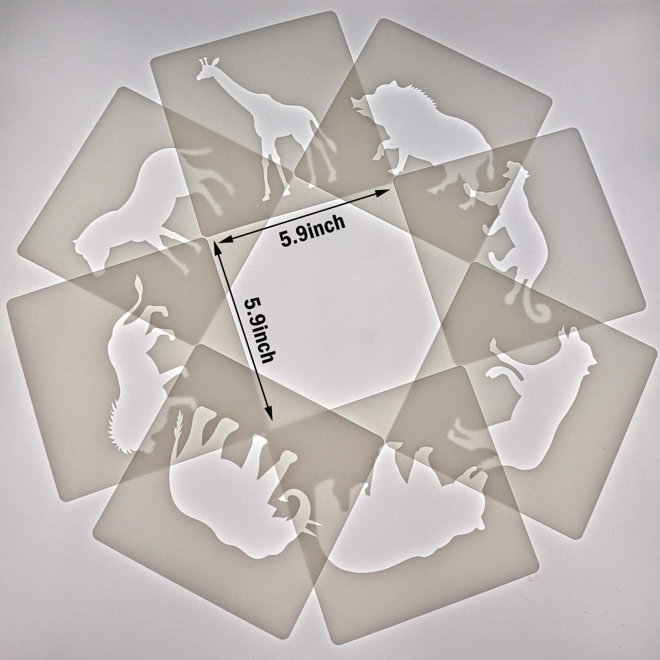 12 Pieces Forest Animals Stencil Template - Reusable DIY Drawing Walls and Crafts for Kids Painting(5.9" x5.9")