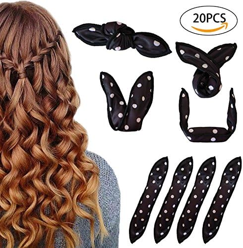 Hair Curlers, 20 Packs Amaeutty Sleeping Soft Sponge Rollers for Long, Short, Thick & Thin Hair, Pillow Hair Rollers and No Heat Foam Hair Curlers for Women & Girls - Black