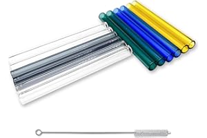 12 Pcs 5 Inches Borosilicate Glass Tubes, Gtysmox 5 Colors 12mm Diameter 2mm Thickness Glass Tubing with 1 Cleaning Brush