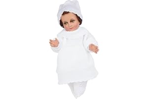A&C Quinceañeras and More Ropon Tejido para nino dios Blanco Baby Jesus Hand Knitted outfit Hand Knitted dress for baby jesus Ropon Tejido Nino Dios con Capa (35 CM)