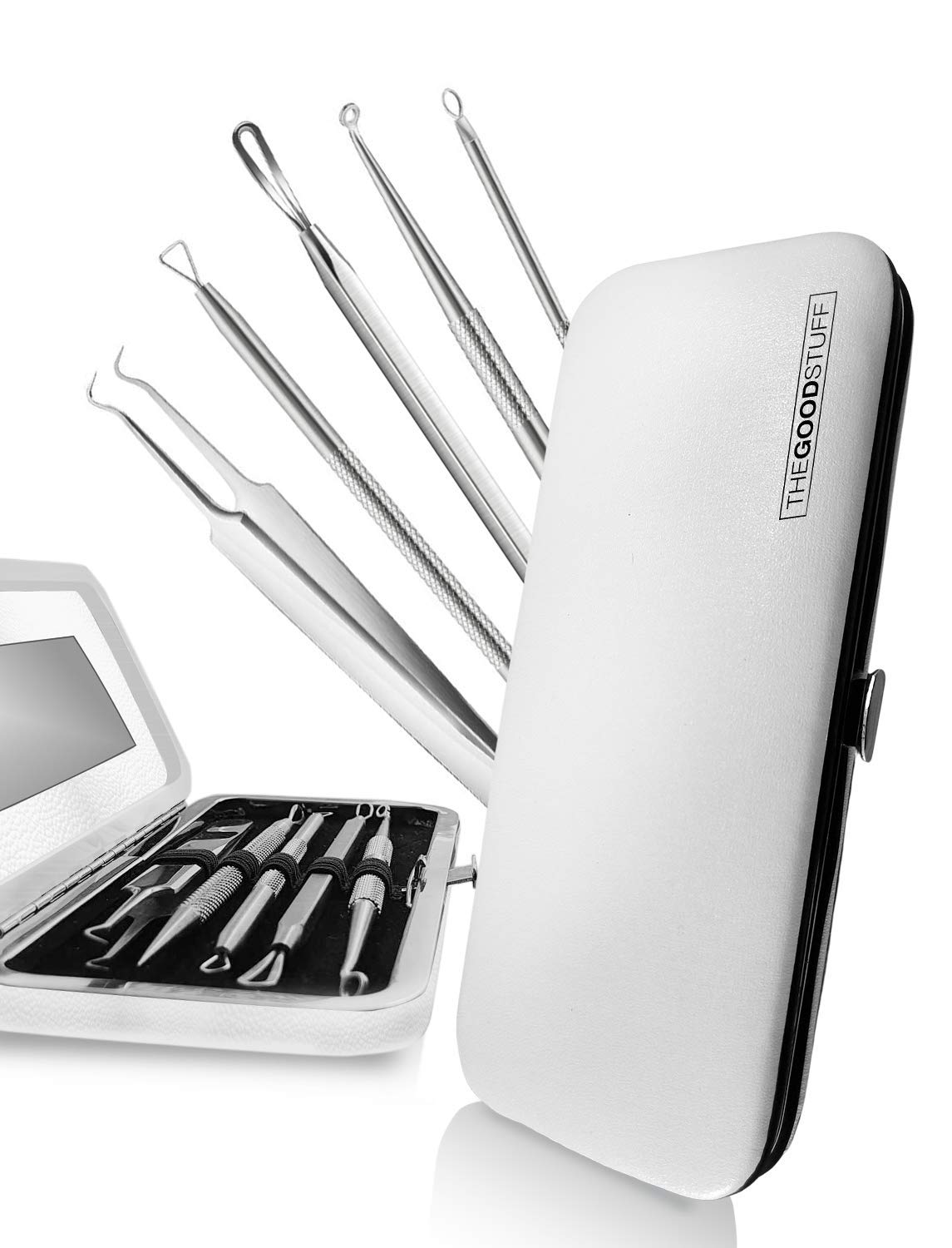 Professional Pimple Popper Tool Kit - With Comedone Extractor, Milia Removal Tool, Blackhead Tweezers, and Whitehead Remover Tool, Spot Treatment Acne Set, by The Good Stuff: Beauty