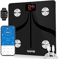 RENPHO Rechargeable Bluetooth Body Fat Scale, Elis 1 Smart Bathroom Digital Weight Scale with Smartphone App, Body Compositio