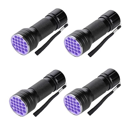 UV Flashlight, Optimal Shop 4 Pack Ultravilot Urine Light 21 Led UV ...