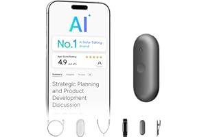 Plaud NotePin S AI Voice Recorder, AI Wearable Notetaker, AI Transcribe & Summarize, Support 112 Languages, 64GB Memory, Audi